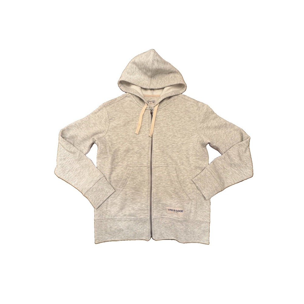 Life Is Good Grey Zip Up Hoodie Outerwear Cozy Lounge Athleisure Womens Small